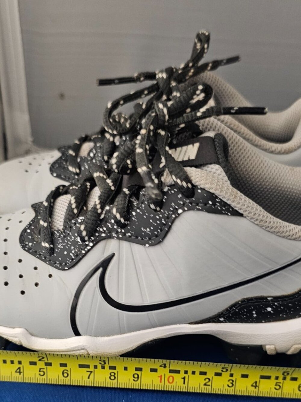 Nike Alpha Huarache 4 Keystone 11C Wolf Grey Splatter Cleats DJ6525-005